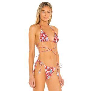 Bananhot Cindy Bikini Bottoms in Bandana Red Small New Womens Swim